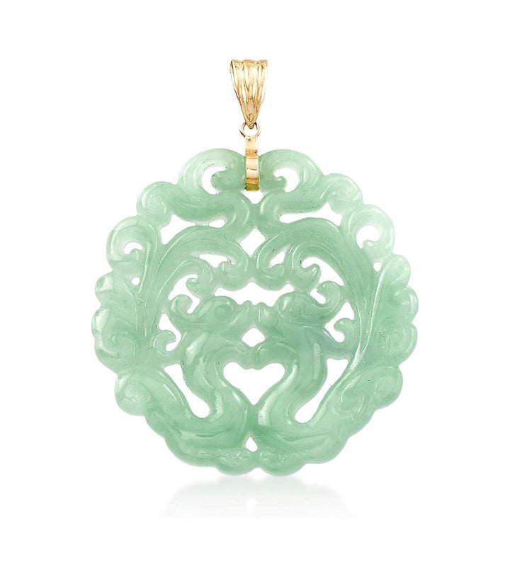 14K GOLD &amp; JADE PHOENIX PENDANT
