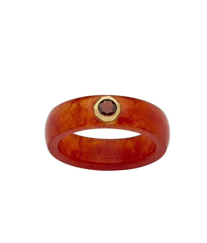 10K GOLD &amp; GARNET GEMSTONE RING