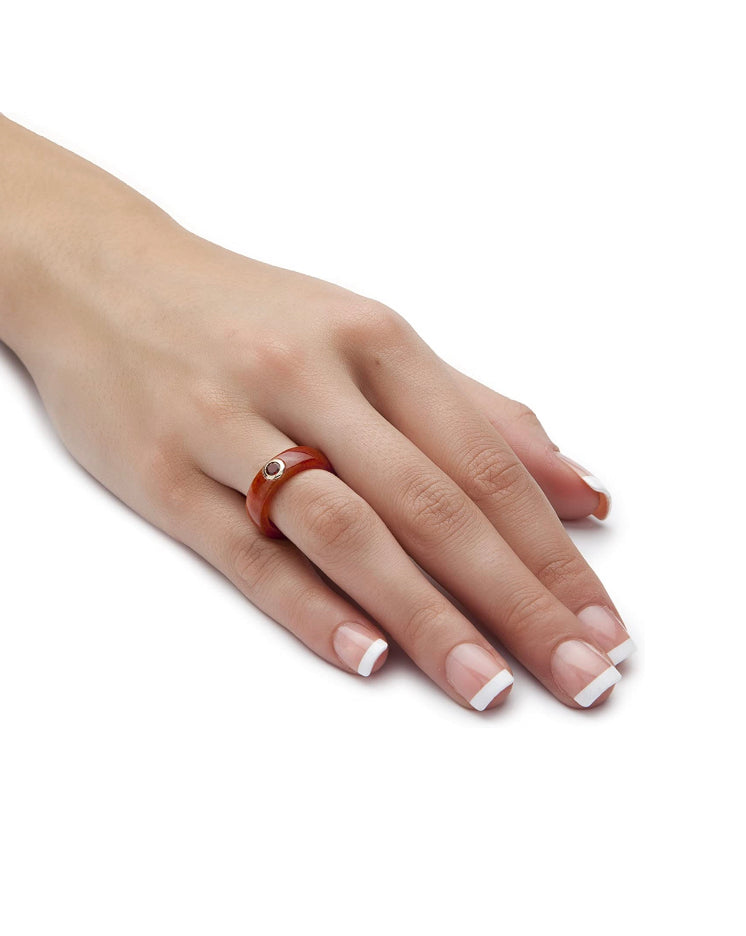 10K GOLD &amp; GARNET GEMSTONE RING